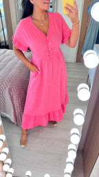 Nissi Cheesecloth Ruffle Hem Maxi Dress
