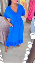 Nissi Cheesecloth Ruffle Hem Maxi Dress