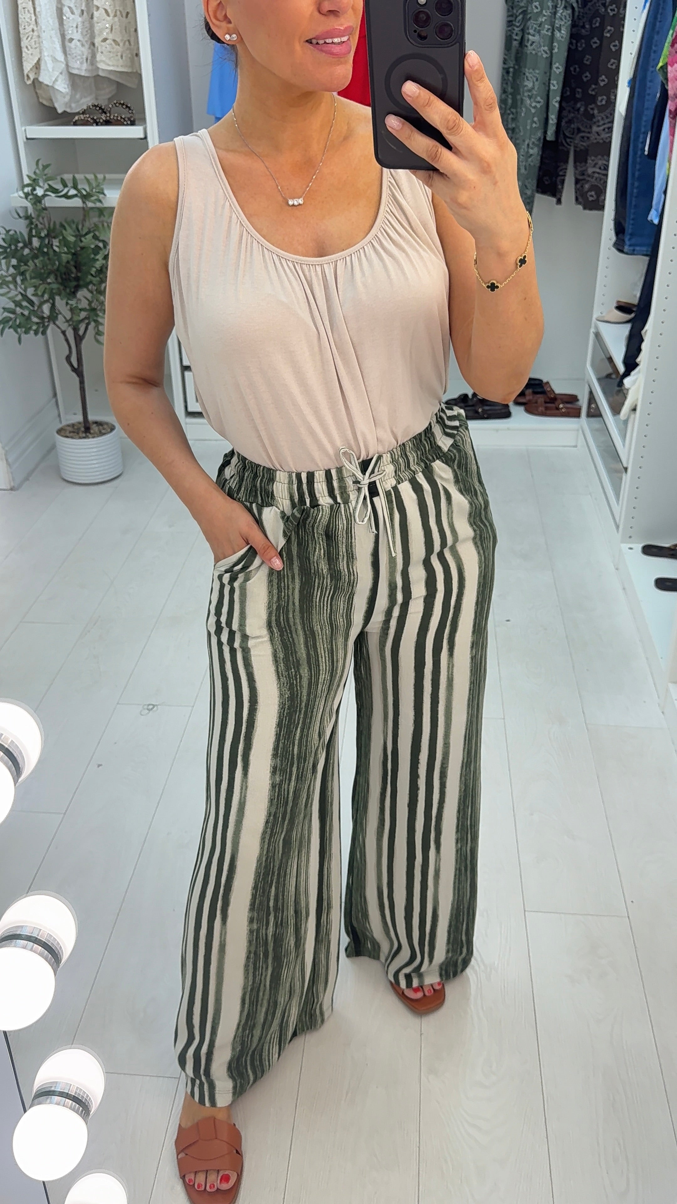 Yelena Striped Wide Leg Trousers
