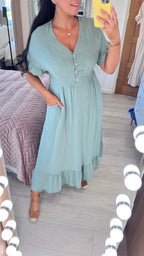 Nissi Cheesecloth Ruffle Hem Maxi Dress