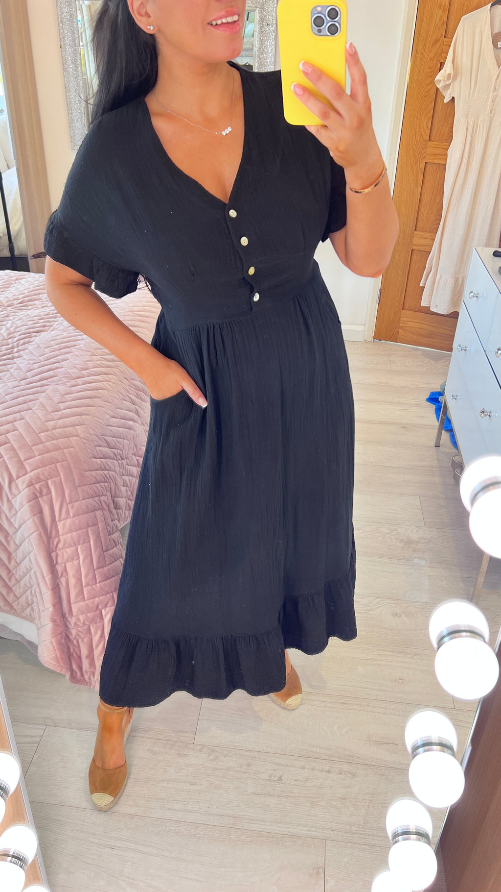Nissi Cheesecloth Ruffle Hem Maxi Dress