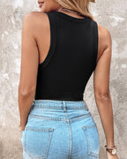 Chicme Built In Bra 2 Piece Athletic Tank Tops For Women Ribbed Tank Top