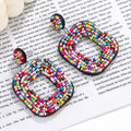 Square Colored Rice Bead Earrings