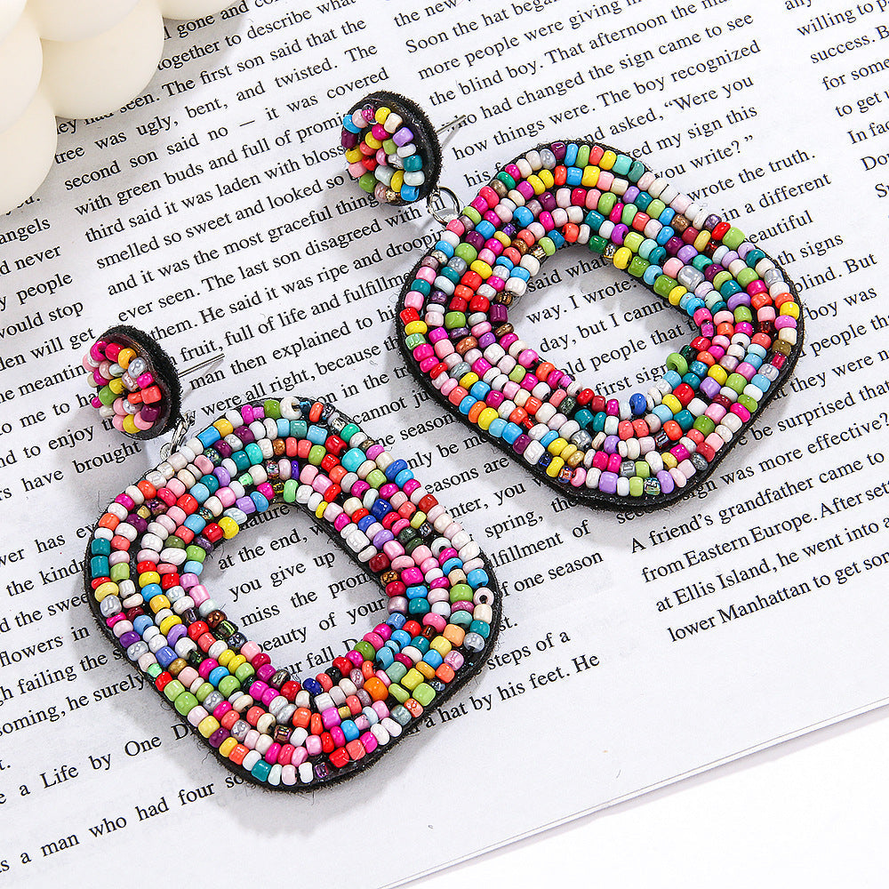 Square Colored Rice Bead Earrings