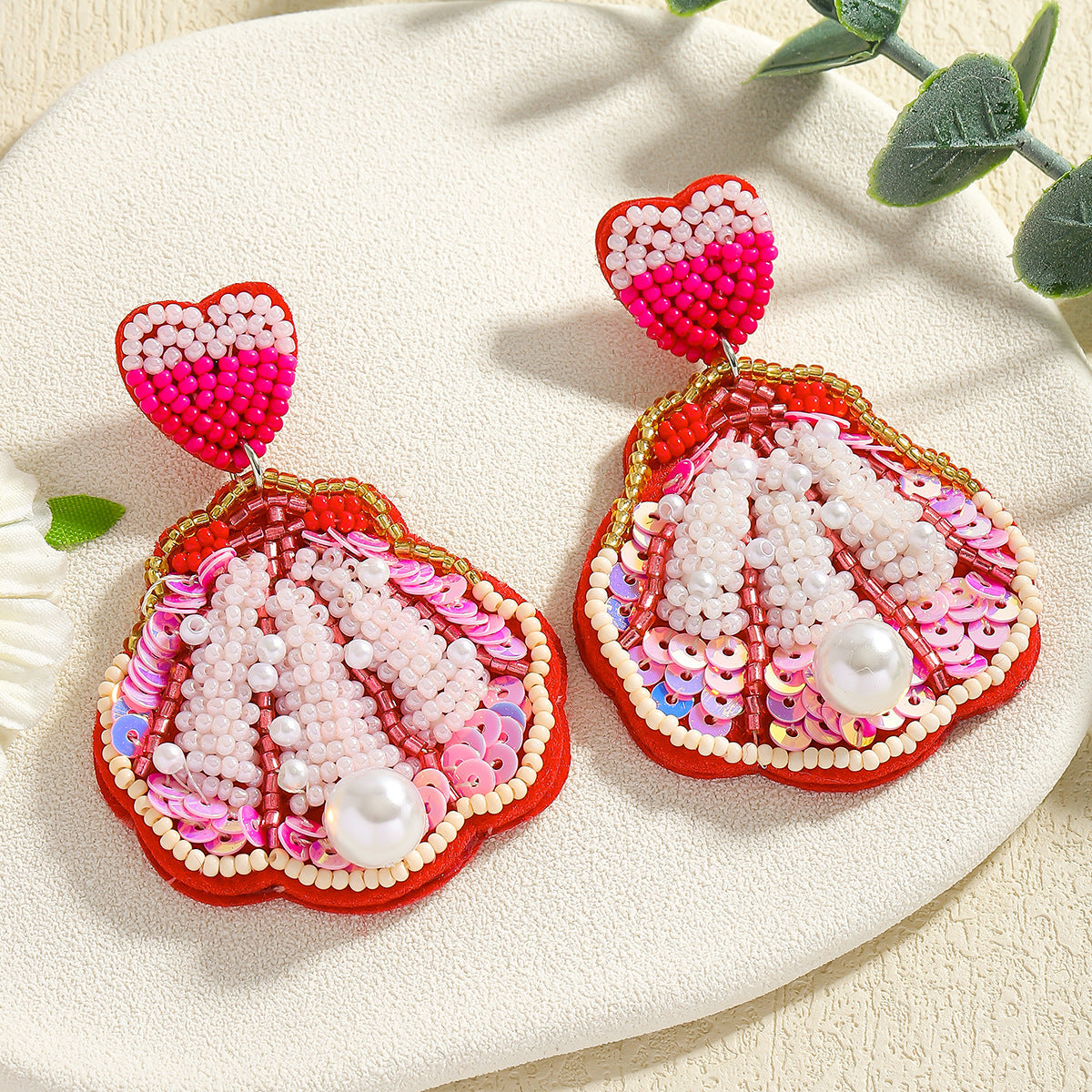 Ocean Beach Shell Exquisite Sequin Earrings