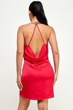 Short dress with draped neckline