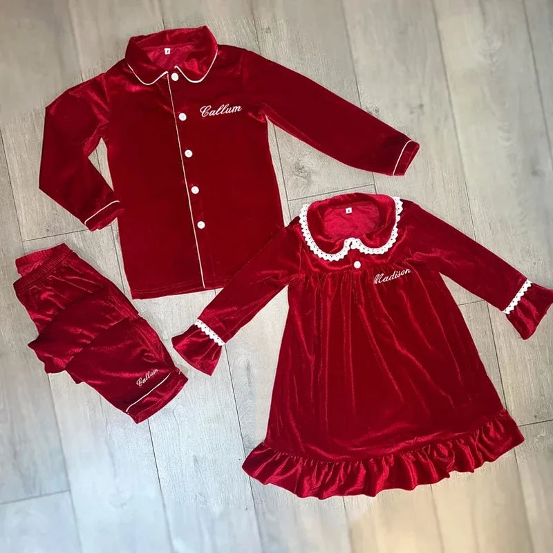 Luxury Velevt Christmas Family Pajamas Sets
