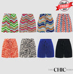 Multi Colour Wave Print Pleated Plus Size Short