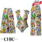 Fruit Food Patterned Colorful Tropical Feast Print One-Piece Swimsuit&Skirt&Pants
