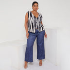 Women's Plus Size Tie-Dye Button-Front Sleeveless Vest Top