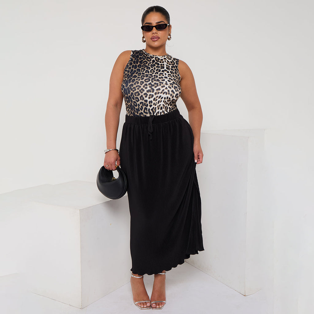 Classic Gradient Leopard Print Sleeveless Crew Neck Top