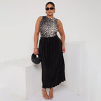 Classic Gradient Leopard Print Sleeveless Crew Neck Top
