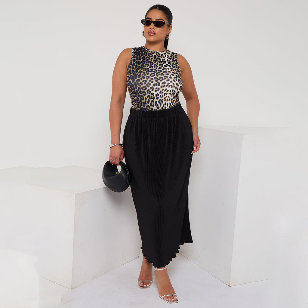 Classic Gradient Leopard Print Sleeveless Crew Neck Top