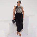 Classic Gradient Leopard Print Sleeveless Crew Neck Top