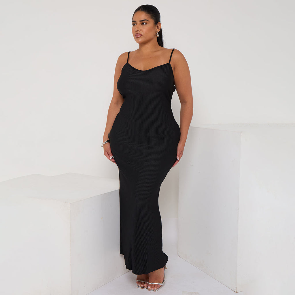 Plus Retro Black Cowl Neck Bodycon Dress