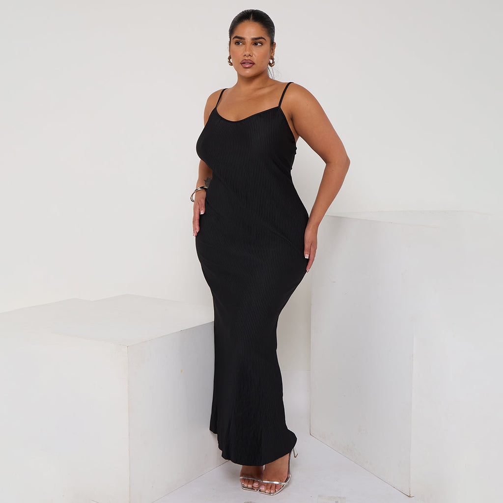 Plus Retro Black Cowl Neck Bodycon Dress