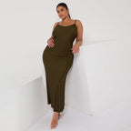 Plus Retro Green Cowl Neck Bodycon Dress
