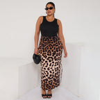 Retro Brown Leopard Print Ripple Pleated Skirt
