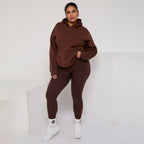 Plus Size Cozy Oversized Hoodie & Jogger Set Two-Piece Sweat Set