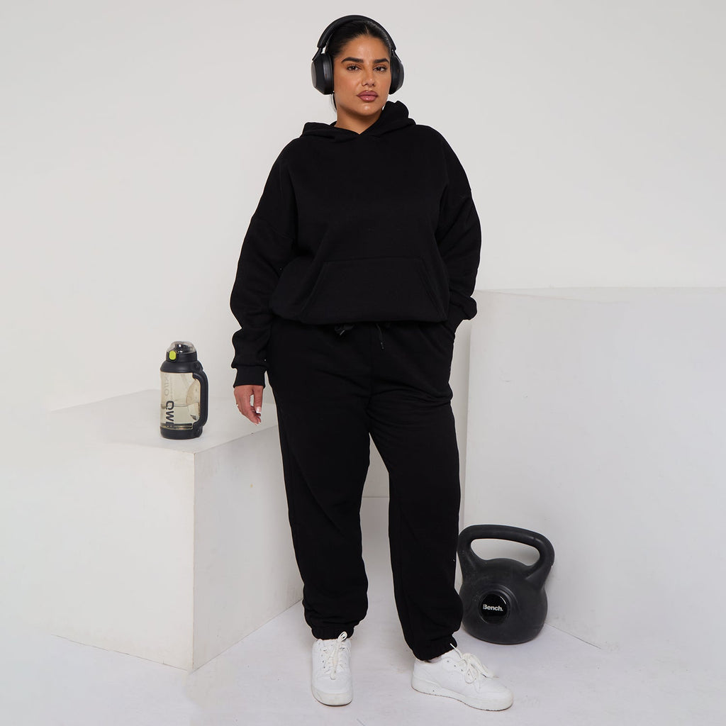 Plus Size Cozy Oversized Hoodie & Jogger Set Two-Piece Sweat Set