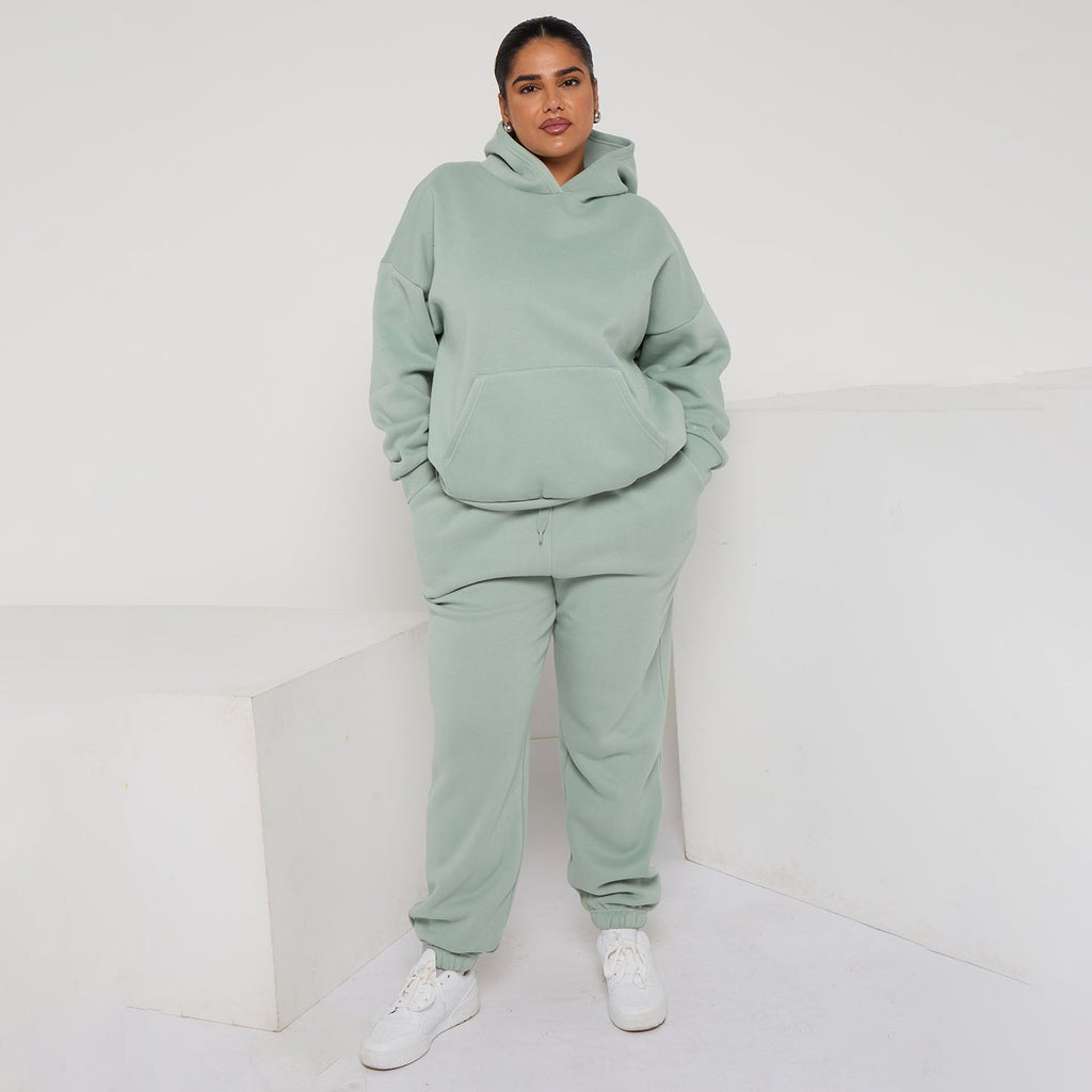 Plus Size Cozy Oversized Hoodie & Jogger Set Two-Piece Sweat Set