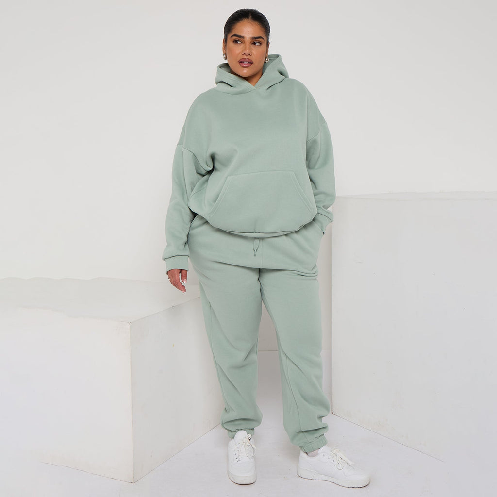 Plus Size Cozy Oversized Hoodie & Jogger Set Two-Piece Sweat Set
