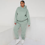 Plus Size Cozy Oversized Hoodie & Jogger Set Two-Piece Sweat Set