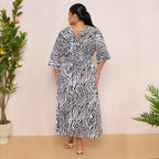Long Sleeve Tie Back Maxi Dress in Burgundy Print