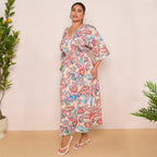 Long Sleeve Tie Back Maxi Dress in Paisley Print
