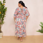 Long Sleeve Tie Back Maxi Dress in Paisley Print