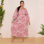 Long Sleeve Tie Back Maxi Dress in Burgundy Print