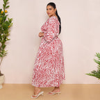 Long Sleeve Tie Back Maxi Dress in Burgundy Print
