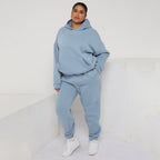 Plus Size Cozy Oversized Hoodie & Jogger Set Two-Piece Sweat Set