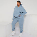 Plus Size Cozy Oversized Hoodie & Jogger Set Two-Piece Sweat Set