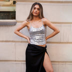 Suspender Skirt Crew Neck Sequin Party Dress