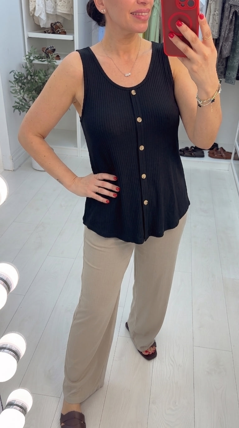 Faya Plain Ribbed Loose Fit Top