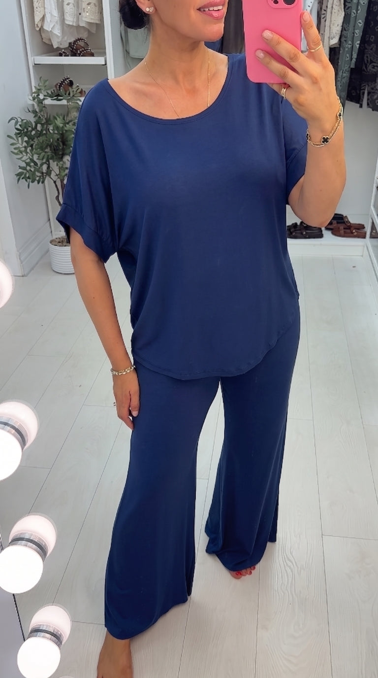Helana Plain Loose Fit Dipped Hem Co-Ord Set