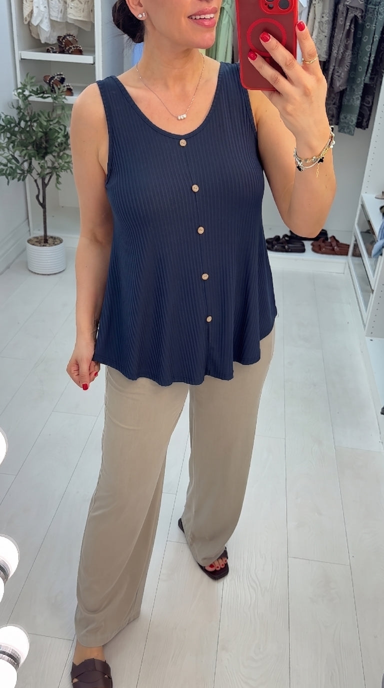 Faya Plain Ribbed Loose Fit Top