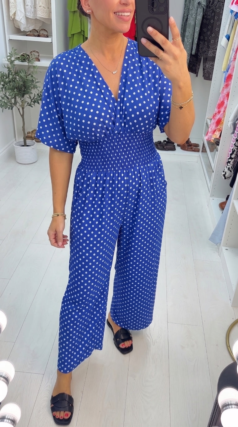Hana Polka Dot V Neck Magic Jumpsuit