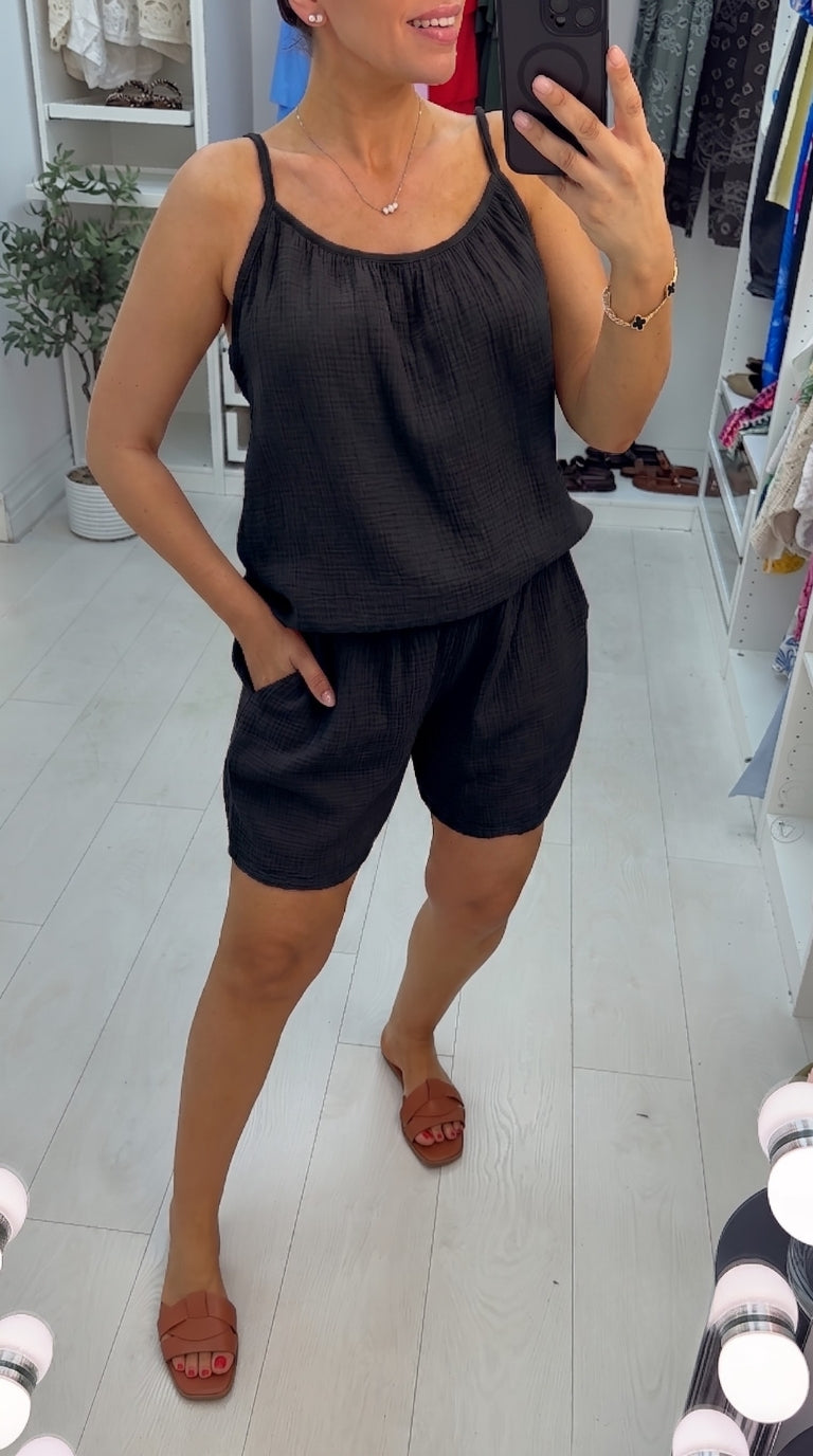 Quincy Plain Cheesecloth Shorts Co-Ord Set
