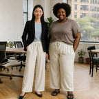 White Wide-Leg Drawstring Pants Palazzo Pleated Pants