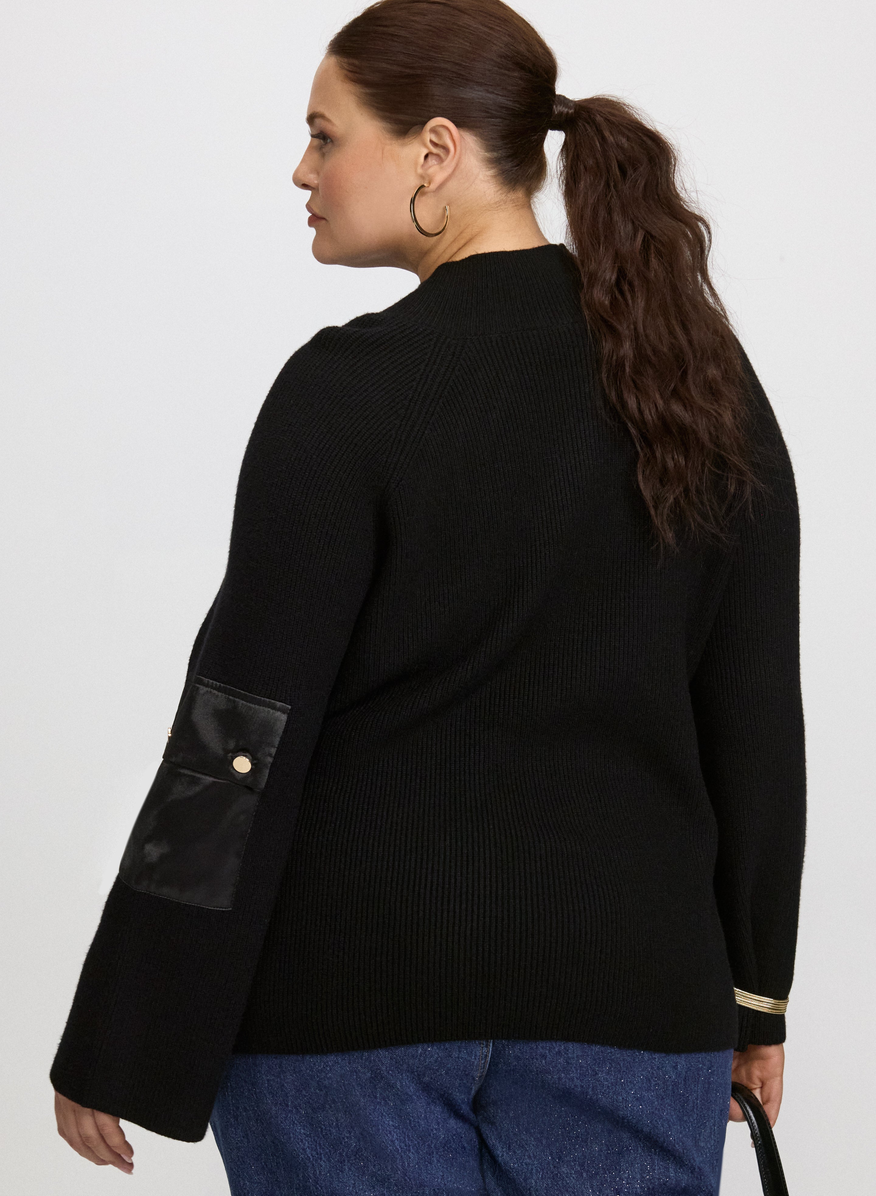 Buttoned Mock Neck Sweater