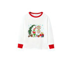 Family Christmas White Pajamas Set With Funny Xmas Pattern Print