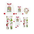 Family Christmas White Pajamas Set With Xmas Pattern Print
