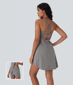 Cut Out Pocket 2-Piece Mini Yoga Active Dress