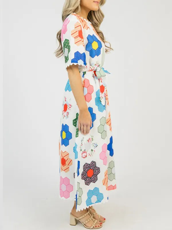 NEW🔥 Floral Print Tie Waist Dress- Tax Free