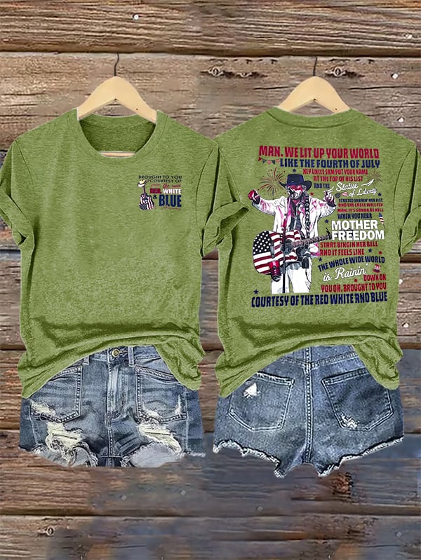 Women's  RED WHIET BLUE Print T-Shirt