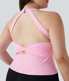 SoftlyZeroTM Plush Cut Out Yoga Plus Size Tank Top