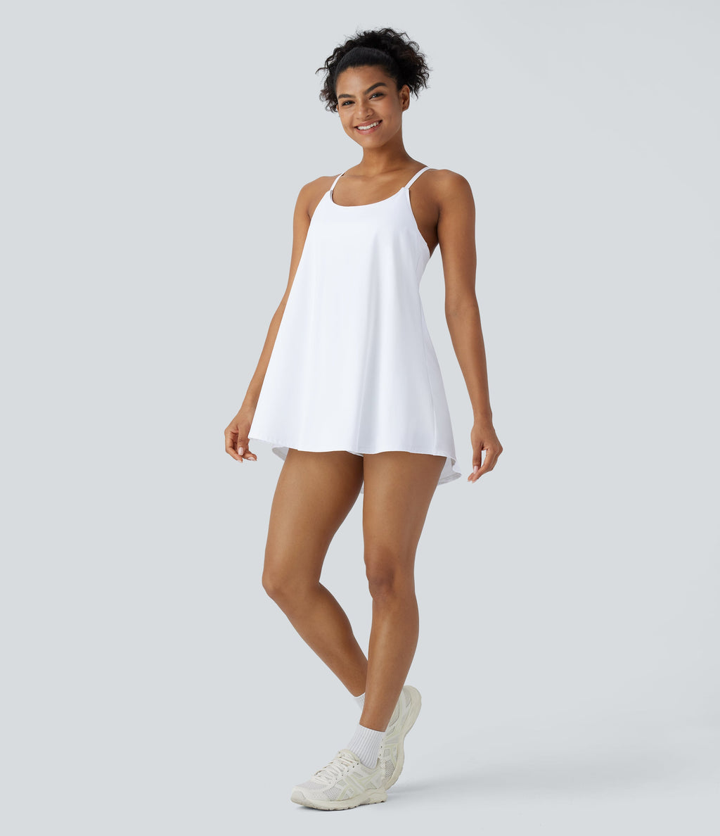 SoftlyZeroTM Airy 2-Piece Mini Cool Touch Yoga Active Slip Dress with Pockets-UPF50+