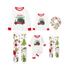 Family Christmas White Pajamas Set With Colorful Christmas Print